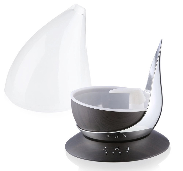Drop Shape 350ml Glass Ultrasonic Diffuser With Wood Grain Base