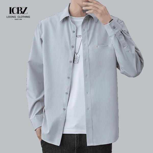 LCBZ Custom Color Oversized Mens Shirt Jacket in Heavy Cotton for Casual Autumn