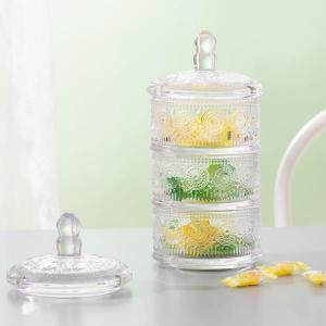 Buy cheap Stackable Clear Glass Storage Jar 10 Inch 3 Tier Glass Candy Dish Machine Pressed product