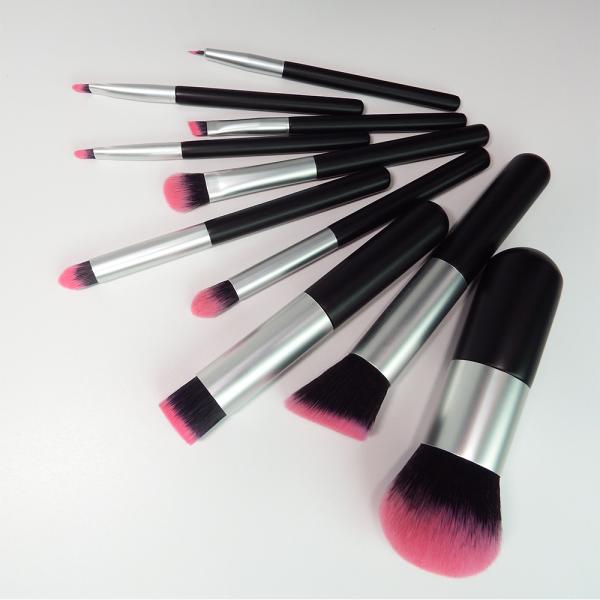 Quality 10pcs Mini Makeup Brush Set Travel Black Wooden Handle For Flawless Look for sale