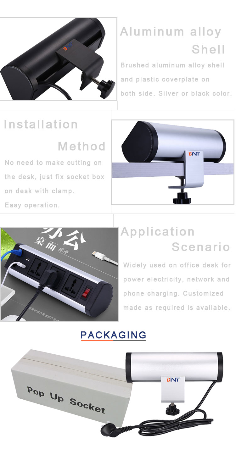 multifuncional table top outlet socket power strip/office desk mounted power and data center