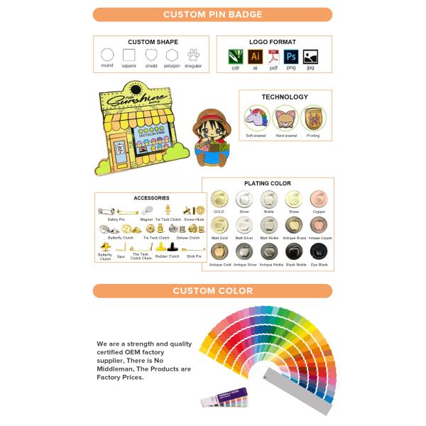 Metal 1.5in Soft Enamel Lapel Pins Badge Metal Hard Custom Metal Pin Badges