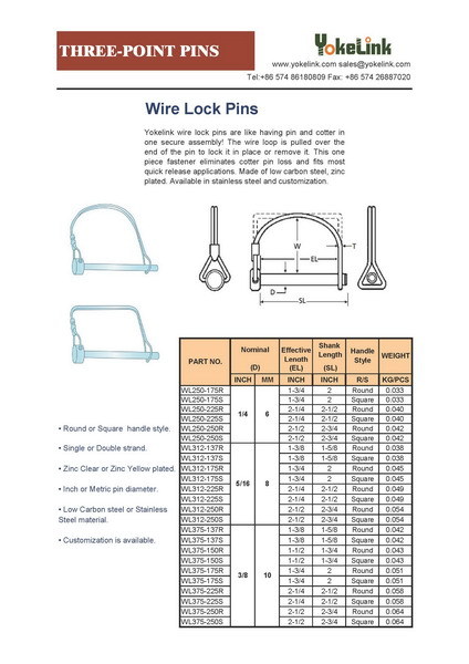 3/8 inch Round Wire Lock Pins Shaft Locking Pin Double Wire Snapper Pins for Farm Trailer
