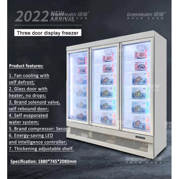 Minus 22 Degrees Upright Glass Door Freezer Display Fridge In Supermarket