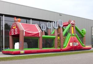 Buy cheap Cowboy Inflatable Obstacle Course Red Farm Bouncy Obstacle Course product