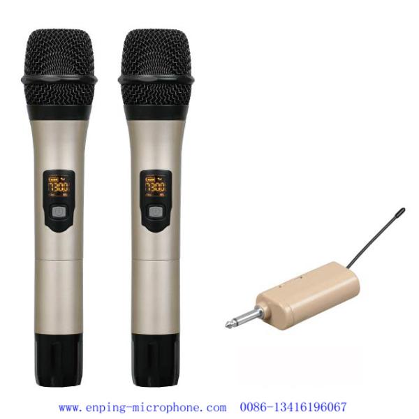 C4 / cheap universal USB UHF wireless microphone with 16 selectable frequency with two handhelds