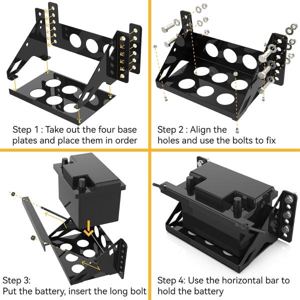 Steel Bolt Battery Mounting Box Tray Bracket for Secure Marine Battery Storage Needs