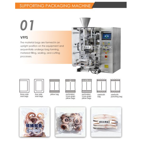 Doypack Auto Fill Seal Pouch Bag Packaging Machine Cuttlefish Seafood Flip Multi Head Scale Premade Bag Packing Machine