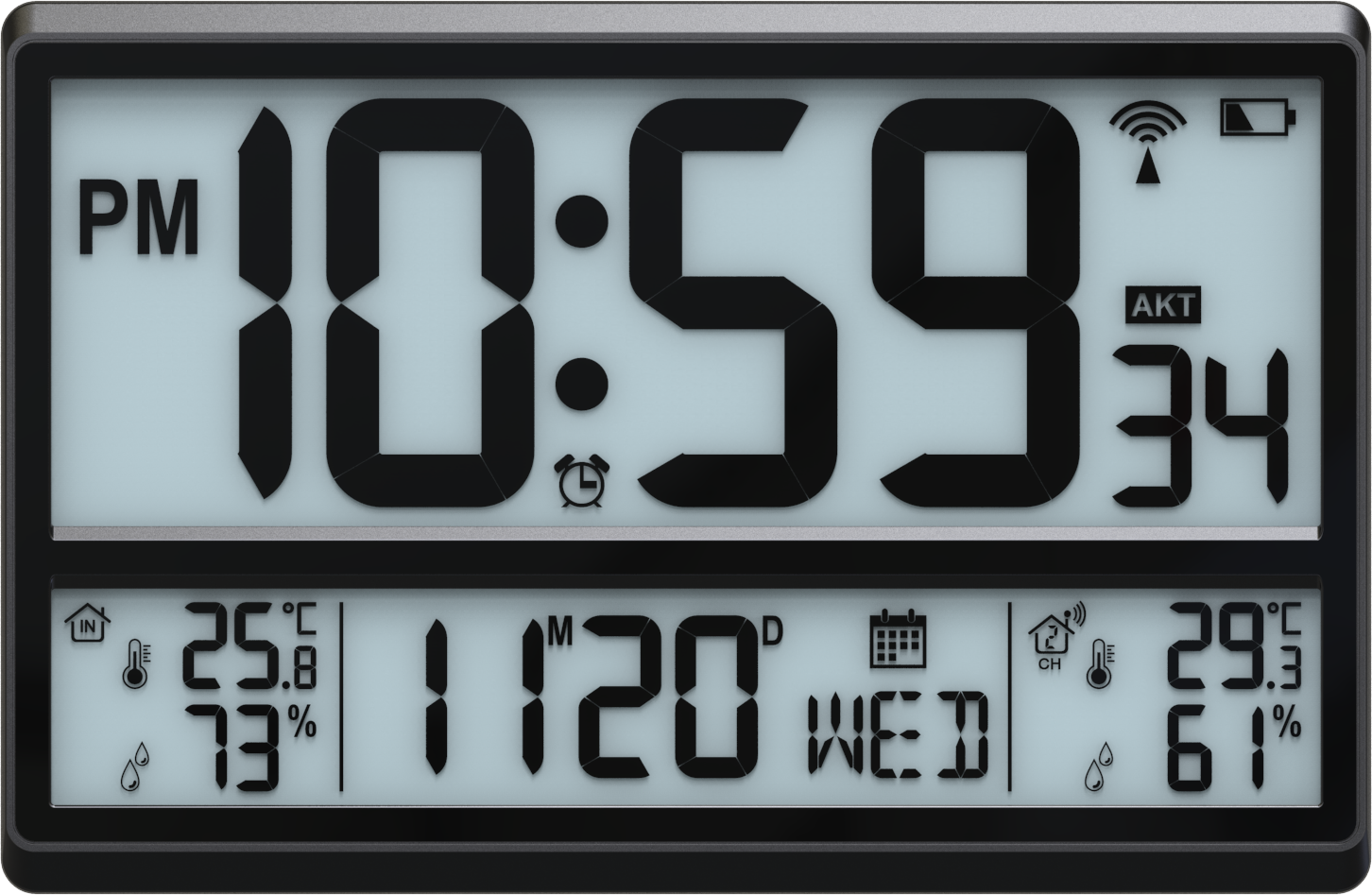 25mm Thick Plate Square Wall Clock with Large Display and Temperature Humidity Sensor
