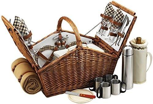 Quality Picnic at Ascot Huntsman English-Style Willow Picnic Basket with Service for 4, Coffee Set and Blanket- Designed, for sale