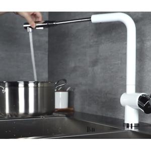 White Pull Out Rotatable Kitchen Scandinavian Copper Sink Faucet