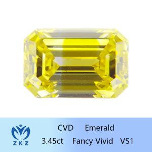 China Loose HPHT Lab Created Yellow Diamond Emerald Cut IGI Certificated on sale