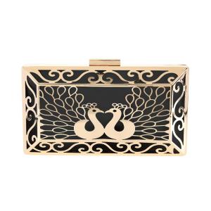 Two Peacocks Hollow Out Clutch Frame DIY Minaudiere Box Frame