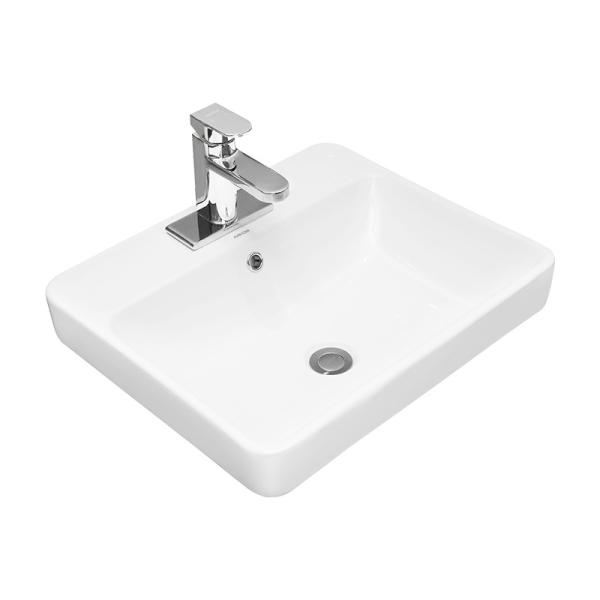 Quality Bathroom Wash Basin Rectangular Shape Countertop With Holes for sale