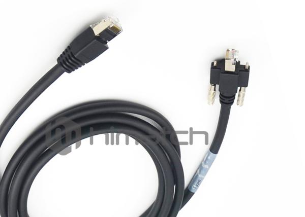 Quality Black Gigabit Ethernet Cable / Angled Rj45 Cable With Thumbscrew Locking for sale