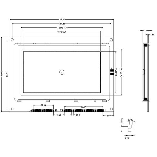 Customize Graphic 22 Pin 240128 Monochrome Dot Matrix Lcd Display Module