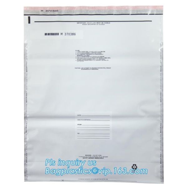money locking security bag courier plastic bag, plastic self adhesive evidence bag/security bag, Temper-Evident Bags, De