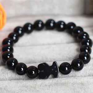 Buy cheap 8mm Black Agate Bead Bracelet Fashionable Black Stone Bracelet For Unisex product