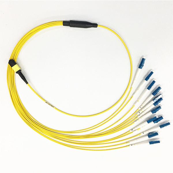 Quality SM G657A2 MPO To LC Breakout Cable 3.0mm 12 Fiber For Data Communication Network for sale