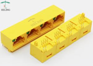1 X 4 Ports RJ45 Female Connector Unshielded With Single LED Pipe For Network Router
