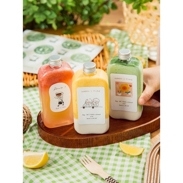 400ml Biodegradable Plastic Juice Bottles Boba Tea Container