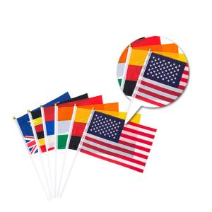 Personalized Hand Held Flags Waving Small Flag With Plastic Pole