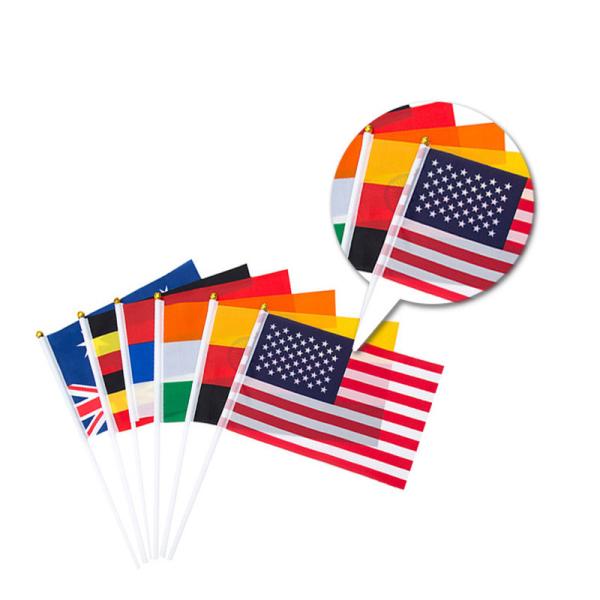 Quality Personalized Hand Held Flags Waving Small Flag With Plastic Pole for sale