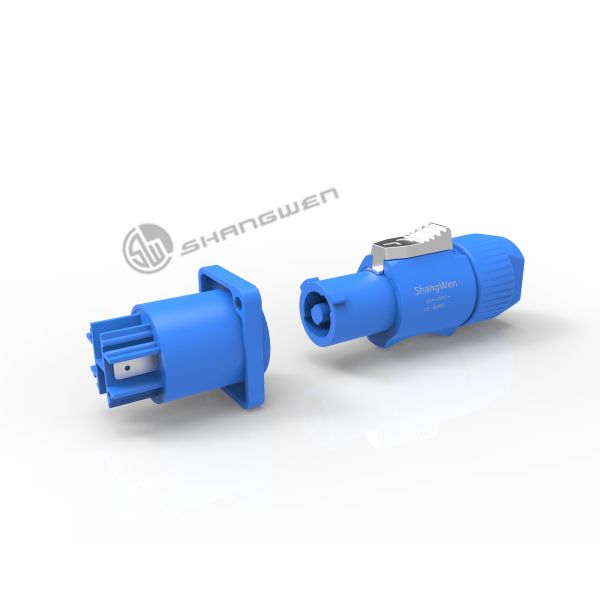 Blue Power Wire Connectors Industrial Powercon Plug Wiring Harness