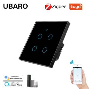 Buy cheap EU/UK Standard 10A Led 5-300W/Gang Smart Zigbee Switch Compatible with Zigbee Hubs 3Gang Tuya App Remote Control product