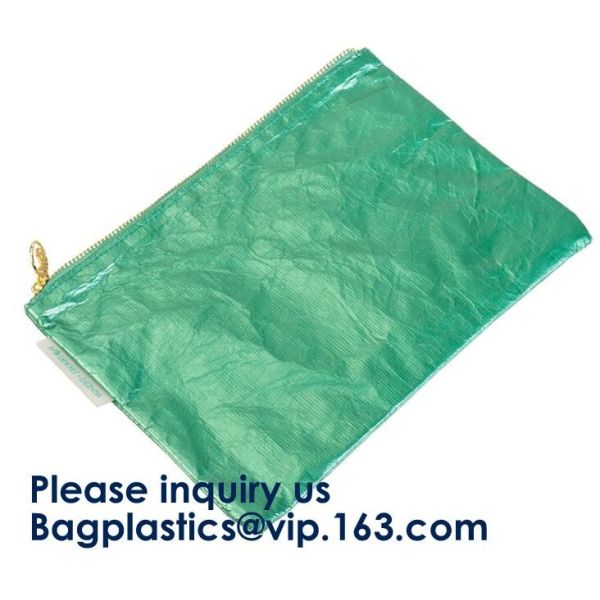 Reusable Promotional Green Tyvek Shopping Tote BagWaterproof Washable Eco k Handy Makeup Cosmetic Clutch Bag Cases