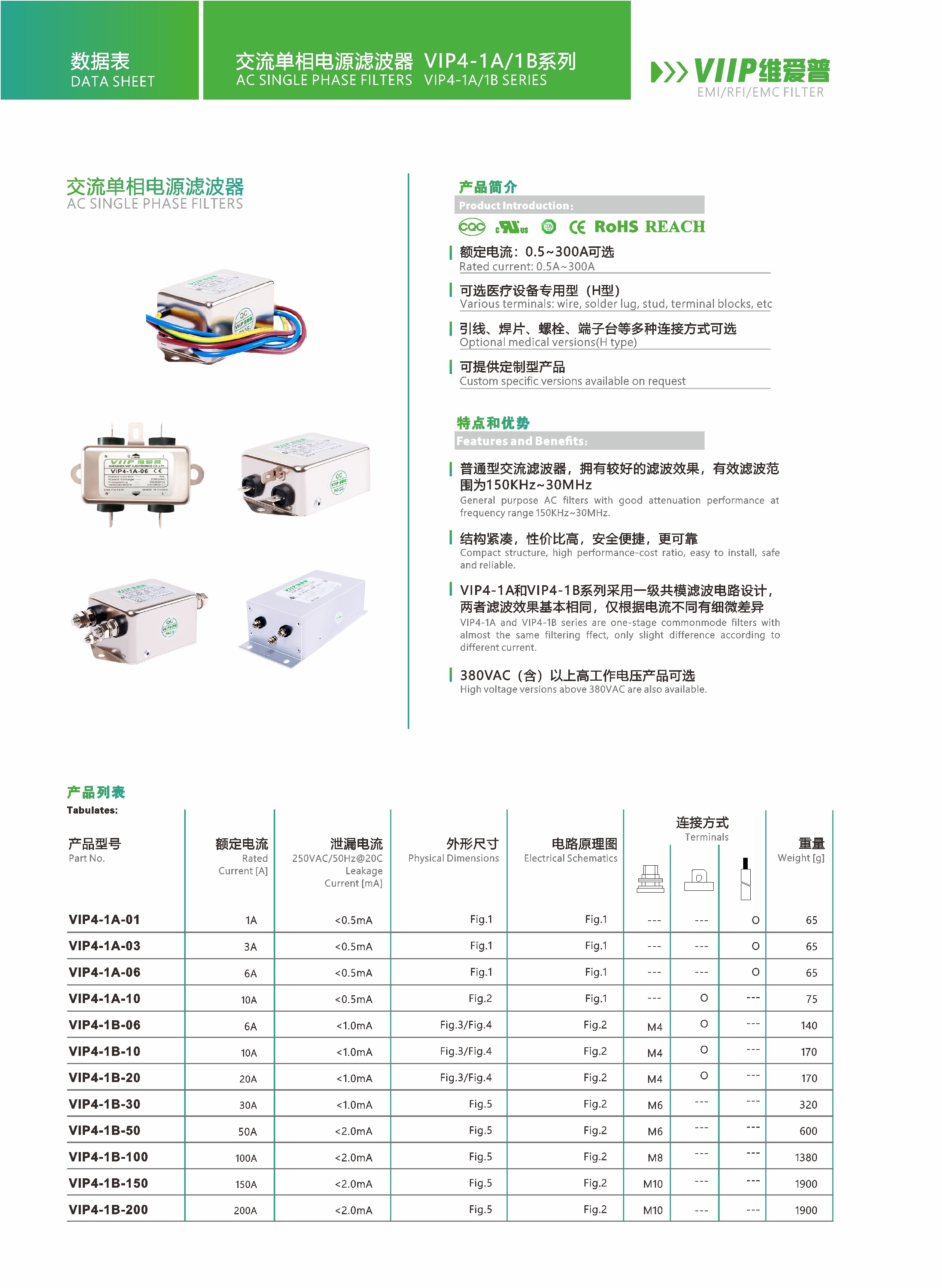 Low Pass EMC AC EMI Filter 3A Metal Case For Fitness Fixture