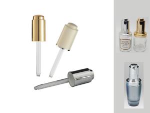 CL-D432P 18/410 20/410 plastic push button glass dropper pipettes/closures metalization