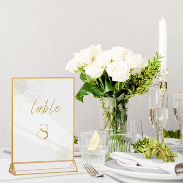 Quality Gold Acrylic Picture Frame Event Signage Double-Sided Sign Holder For Weddings, Menus, And Office Displays for sale