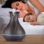 400ml Tulip Shape Dark Wood Grain Aromatherapy Diffuser
