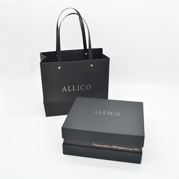 Recycled High End Shopping Bag , 128gsm Pantone Matte Black Gift Bags