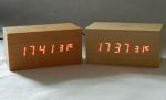 LED wood clock with voice control, touch function and snooze