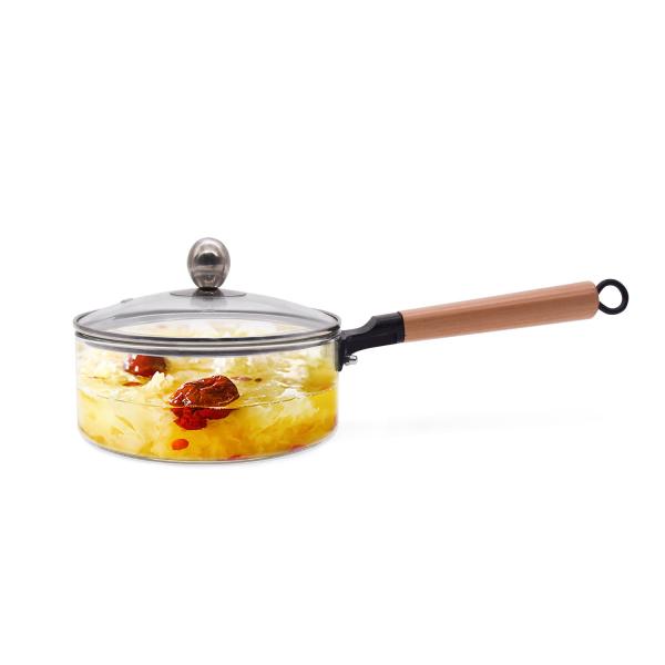 Quality 1800ml Clear Borosilicate Glass Soup Pot With Handle for sale