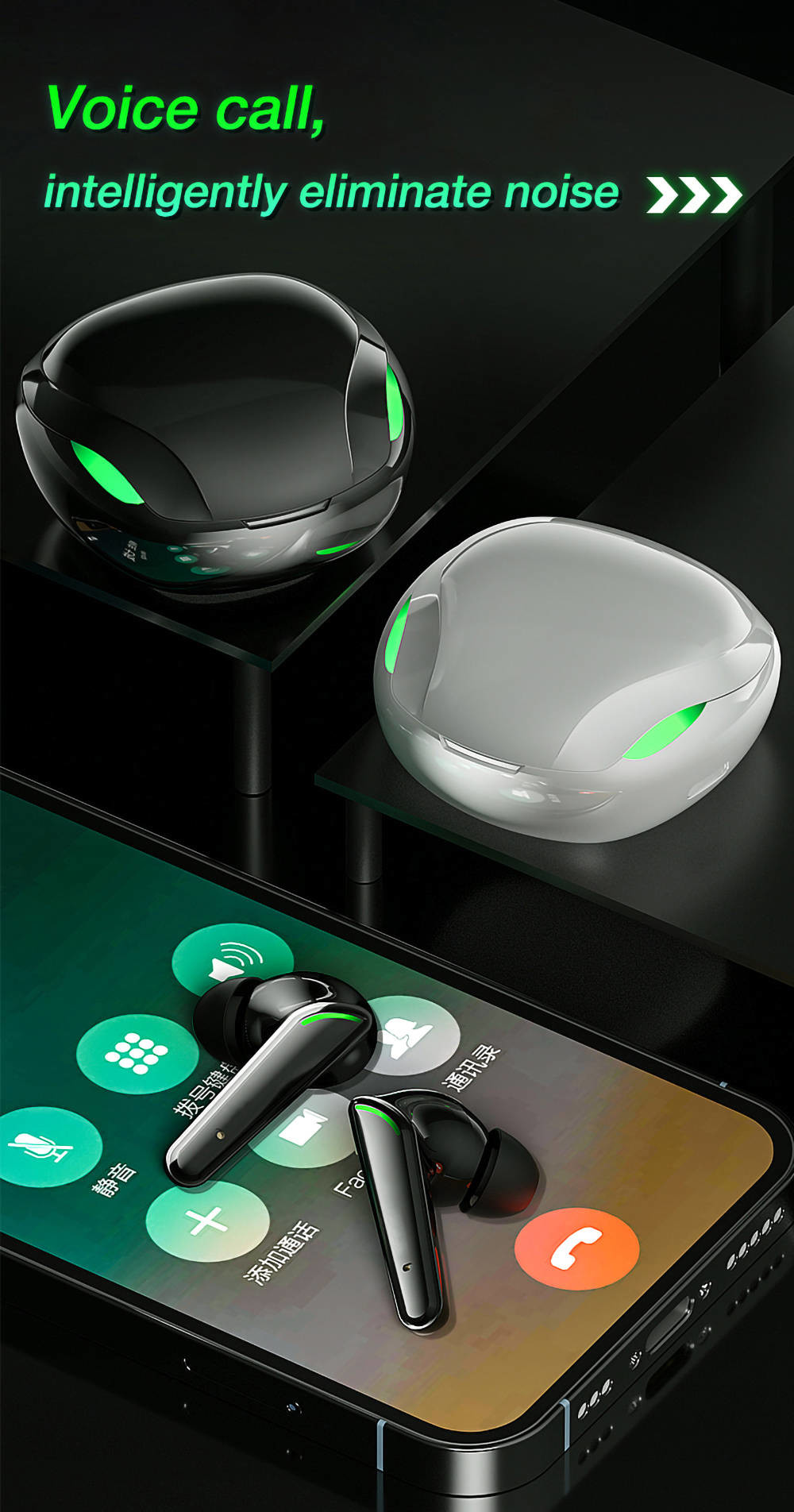 Microphone Wireless Gaming Earbuds 32Ω Impedance A2DP HiFi Sound For Iphone