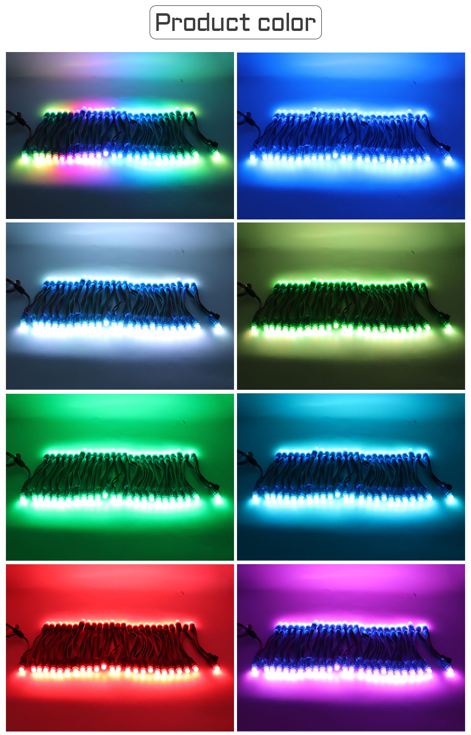 Waterproof RGB LED Pixel Strip Light Addressable WS2811 Full Color