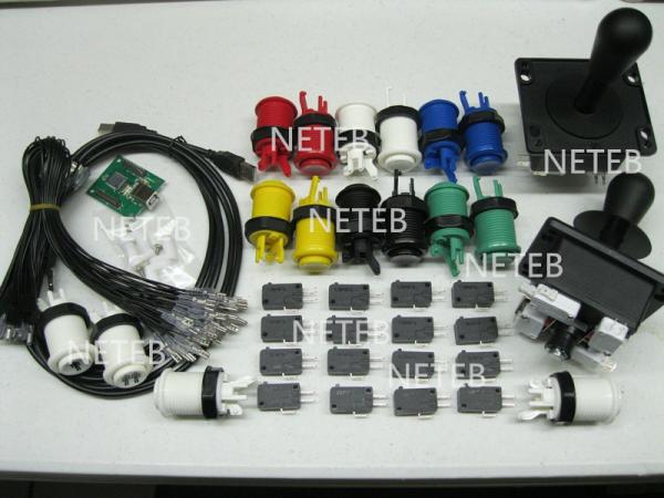 Joystick Pack, 2 Joysticks and 16 Micro switches,2 player USB to Jamme