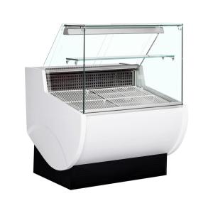 China Slim Design Deli Display Fridge Refrigerated Meat Showcase Counter With Back Storage Cabinets on sale