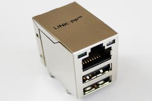 China Right Angle Shielded RJ45 Connector PCB Mount , RoHS Compliant XFATM9-USBGY-4 on sale