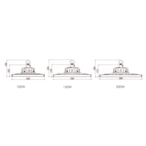 Dimmable Led Warehouse Lighting High Bay 130LM/W 200W Parking Garage Application