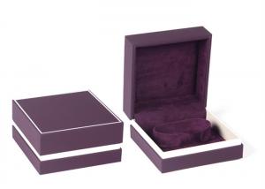 China Purple Plastic Jewelry Box Covered Velvet Material For Gift Packaging Custom Logo on sale