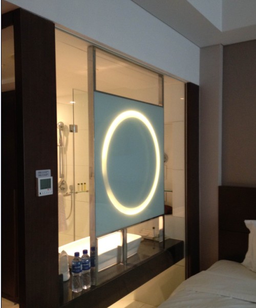 Modern Hotel round bath mirror with white color lighted source