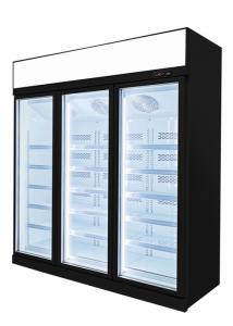 China Black Glass Door Upright Hypermarket Display Freezer With Wire Defrost Heater on sale