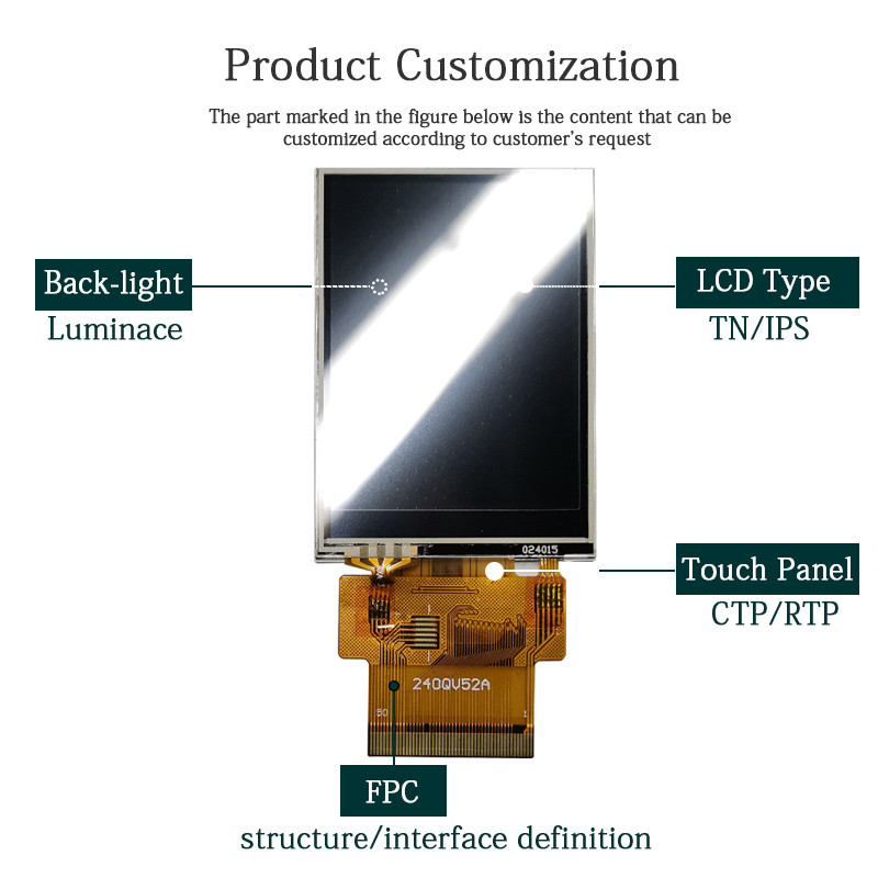 ISO9001 300cd/M2 Tft Lcd Panel Screen Thin Film SPI MCU ST7789V