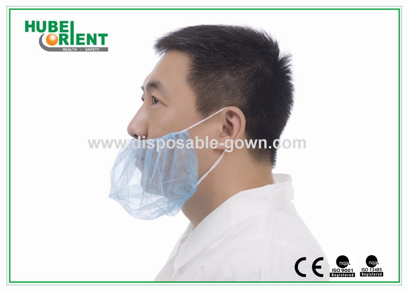 Disposable Blue And White Beard Net Cover /Mouth Guard With Single Elastic