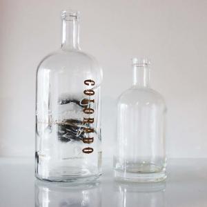 China 375ml Large Alcohol Bottle Clear Glass Bottles For Liquor Bourbon on sale