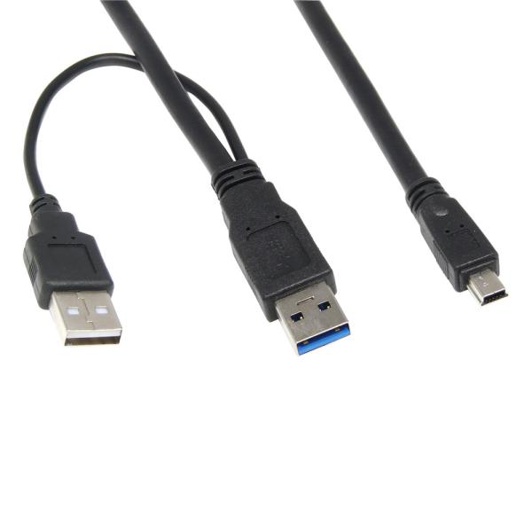 Quality 0.6M 2FT USB 3.0 Y-Cable USB 3.0 A Male To MINI 10P Male + USB2.0 Power supply for sale